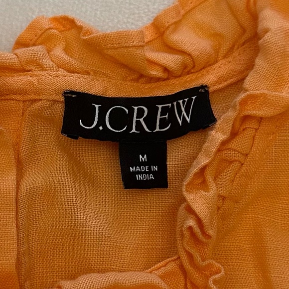 J. Crew Orange 100% linen Ruffle Neck Sleeveless Tank 51781 - Picture 3 of 11